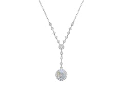 Moissanite Rainbow Halo Necklace