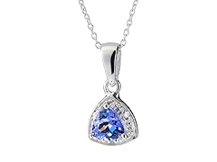 Sterling Silver Trillion Tanzanite & Diamond Pendant