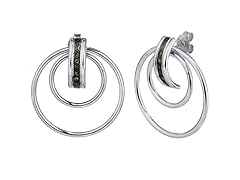 Sterling Silver 0.10 CT Champagne Diamond Hoop Earrings