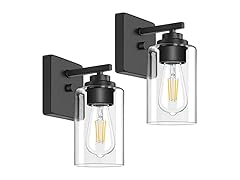 Verron Set of 2 Wall Sconces for Bathroom, Black