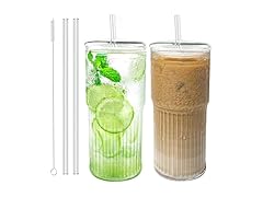 4 Pack Glass Cups with Lids