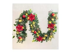 WANNA-CUL Pre-Lit 6' Red/Gold Christmas Garland