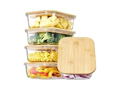 Vtopmart 5 Pack Glass Containers W/ Bamboo Lids