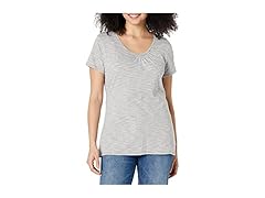 Hanes Womens Slub Cotton VNeck Tee (2XL) Gray