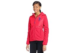 USPA Jrs Hooded Polar Fleece Jacket,Pink