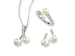 SS, Freshwater Pearl & White Topaz Set