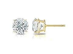 10K Gold Round CZ Earrings