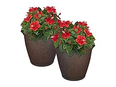 Sunnydaze 24-Inch Anjelica Large Plastic Pot Rust 2pk