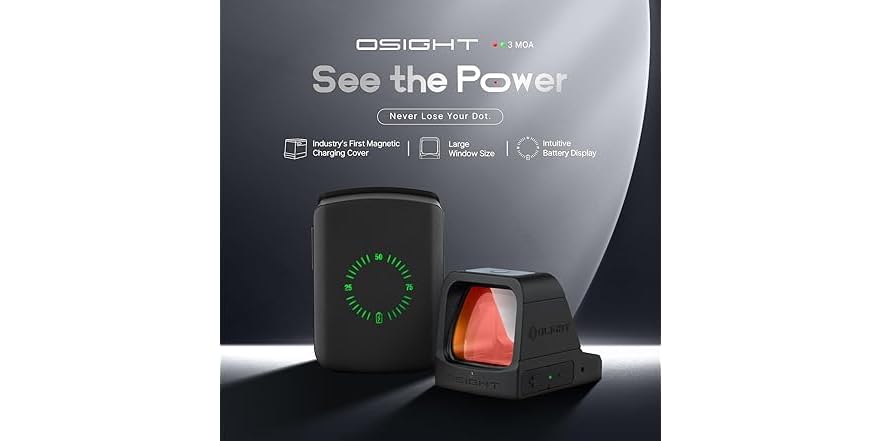 thumbnail image 2 of Olight Osight C Open Reflex Optic – Black, With Side-Loading Battery, Model OSIGHT-C-RD 2 of 5