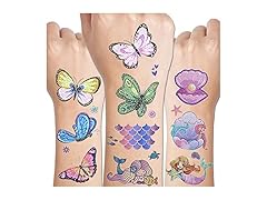 Glitter Butterfly & Mermaid Tattoos