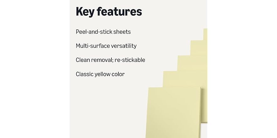 Amazon Basics Square Sticky Notes, 18 pack