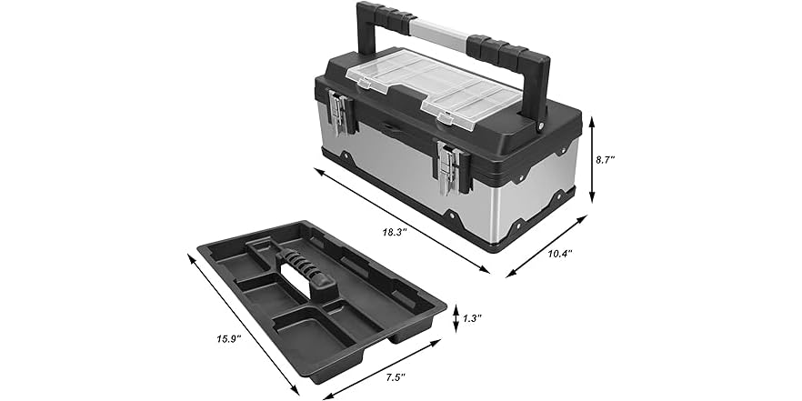 Torin 19" Tool Box – Portable Organizer with Tray & Handle - Image 2