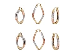 Three Tone Set of 3 Hoop Earrings