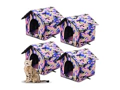 Weysat 4 Pcs Collapsible Cat House Waterproof Shelter