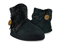 MUK LUKS® Short Speckled Ribbed Slipper Boot, Black