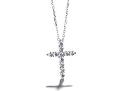 14K White Gold Plated Cross Necklace
