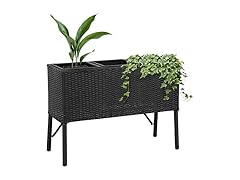 Sunnydaze 3-Section Wicker Raised Planter Box