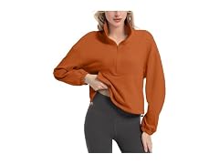 FKEEP Women's Quarter Zip Cropped Pullover
