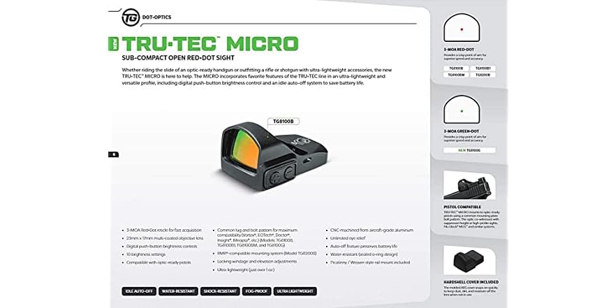 TRUGLO TRU-TEC Micro Red Dot Sight Open Reflex Optic for Rif (Open Box)