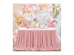QueenDream Chiffon Table Skirt Dusty Rose 9ft