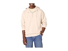 Mens QuarterZip Hoodie Light Beige (XS)