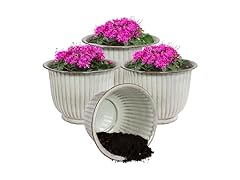 Sunnydaze Carlotta 14.75" Metal Outdoor Plant Pot Set- Set of 4