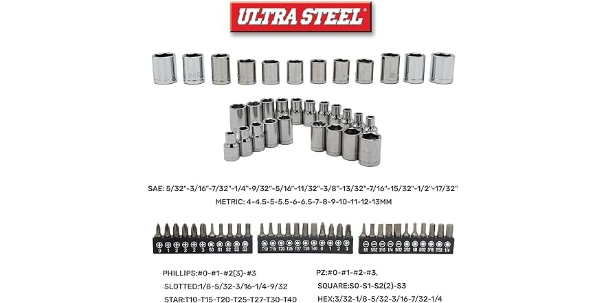 ULTRA STEEL UA50051A-1 113PC MECHANIC TOOL SET