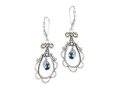 Greg Anthony Bali Genuine Gemstone Pear Shaped Dangle Earrings