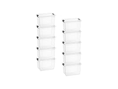 Superio Small Clear Storage Box with Lid, 4.75 Quart 10 PK