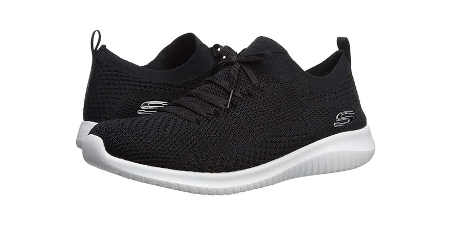 skechers black & white ultra flex statements trainers