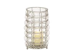 Deco 79 49673 Glass Metal Nickel Lantern, 6"W/11"H