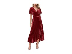 Miessial Women Velvet Maxi Dress Retro Faux Dress