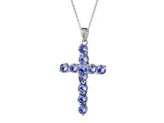 Sterling Silver Tanzanite Cross Pendant