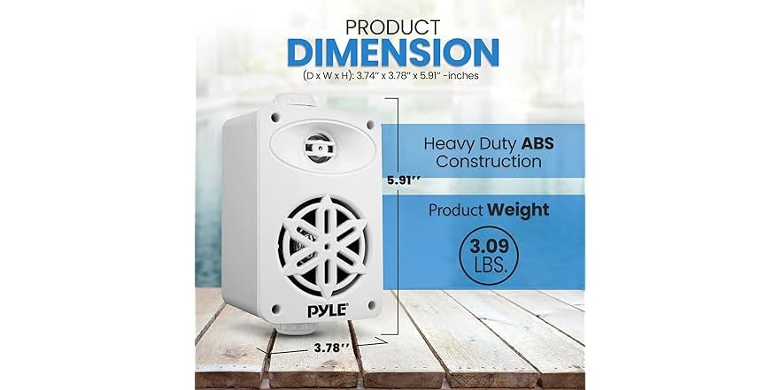 (NEW) PyleUsa Indoor Outdoor Speakers Pair - 200 Watt Dual Waterproof 3 ...