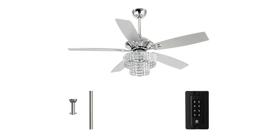 Parrot Uncle F6215Q110V-PU 52 Inch Crystal Ceiling Fan