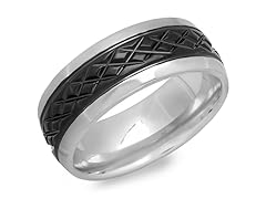 SS Band Ring w/ Black IP X Accent