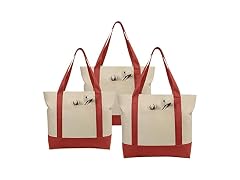 Simpli-Magic Stylish Canvas Tote Bag Red/Natural