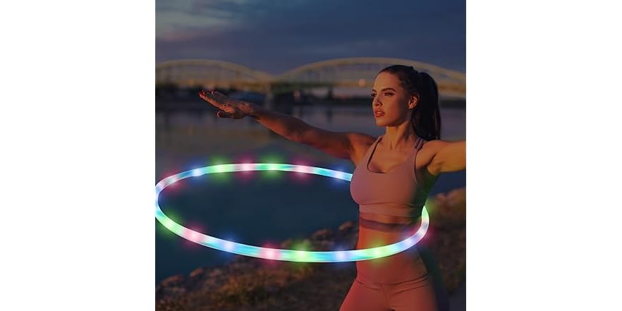 LED Light-Up Exercise Fitness Hoop Dance Lose Weight Colour Changing Detachable