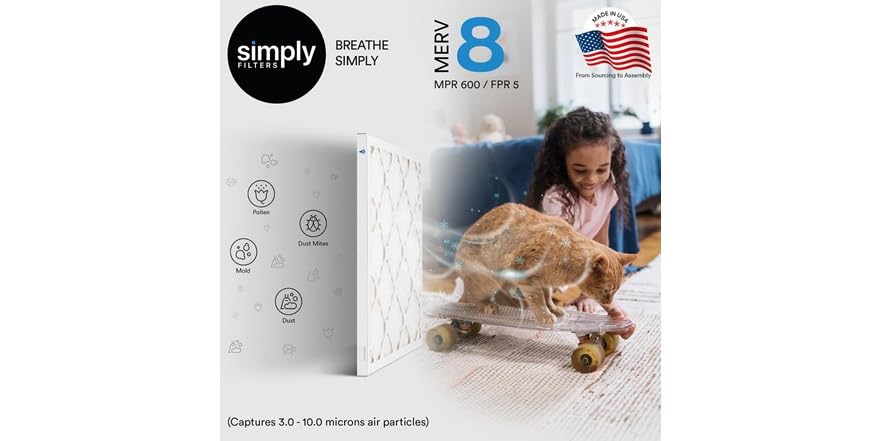 Simply Filters MERV 8 MPR 600 AC Filter 6pk (Open Box)