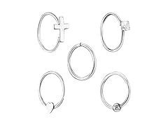 Thai Jewelry Silver Nose Hoops 5pc