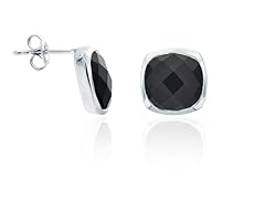 SS .925 Black Agate  7cttw Earring