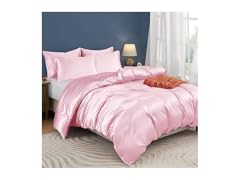 5 Pieces Satin Duvet Cover Set- Blush Pink
