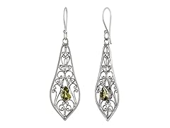 Elongated Swirl Gemstone Earrings