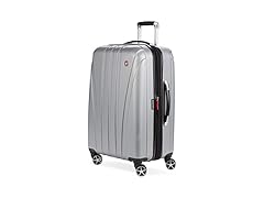 SwissGear 7585 Hardside Luggage Silver, Checked-Medium 23-Inch