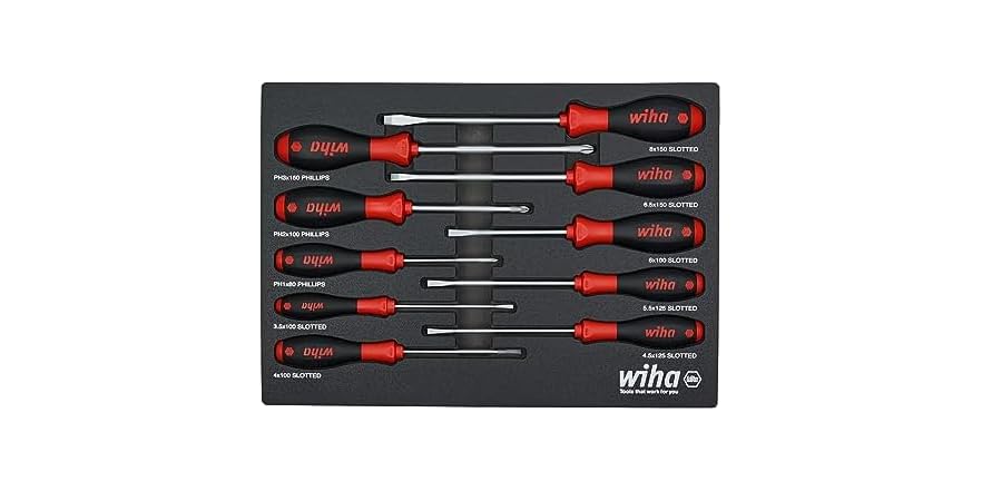 Wiha 30280 10pc Cushion Grip Screwdriver Tray Set