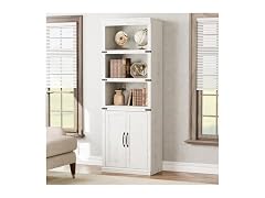 5 Tier Bookcase with Cabinet, White
