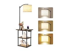 PESRAE USB Lamp End Table - Vintage Gray