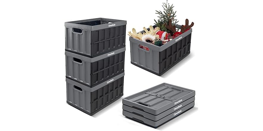 CleverMade Collapsible Storage Bin, Stone 1PK 46L