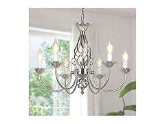 VerRon 6-Light Farmhouse Chandelier, Brushed Nickel