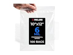 10" x 12" Medium Reclosable Plastic Zip Bags, 100 Count